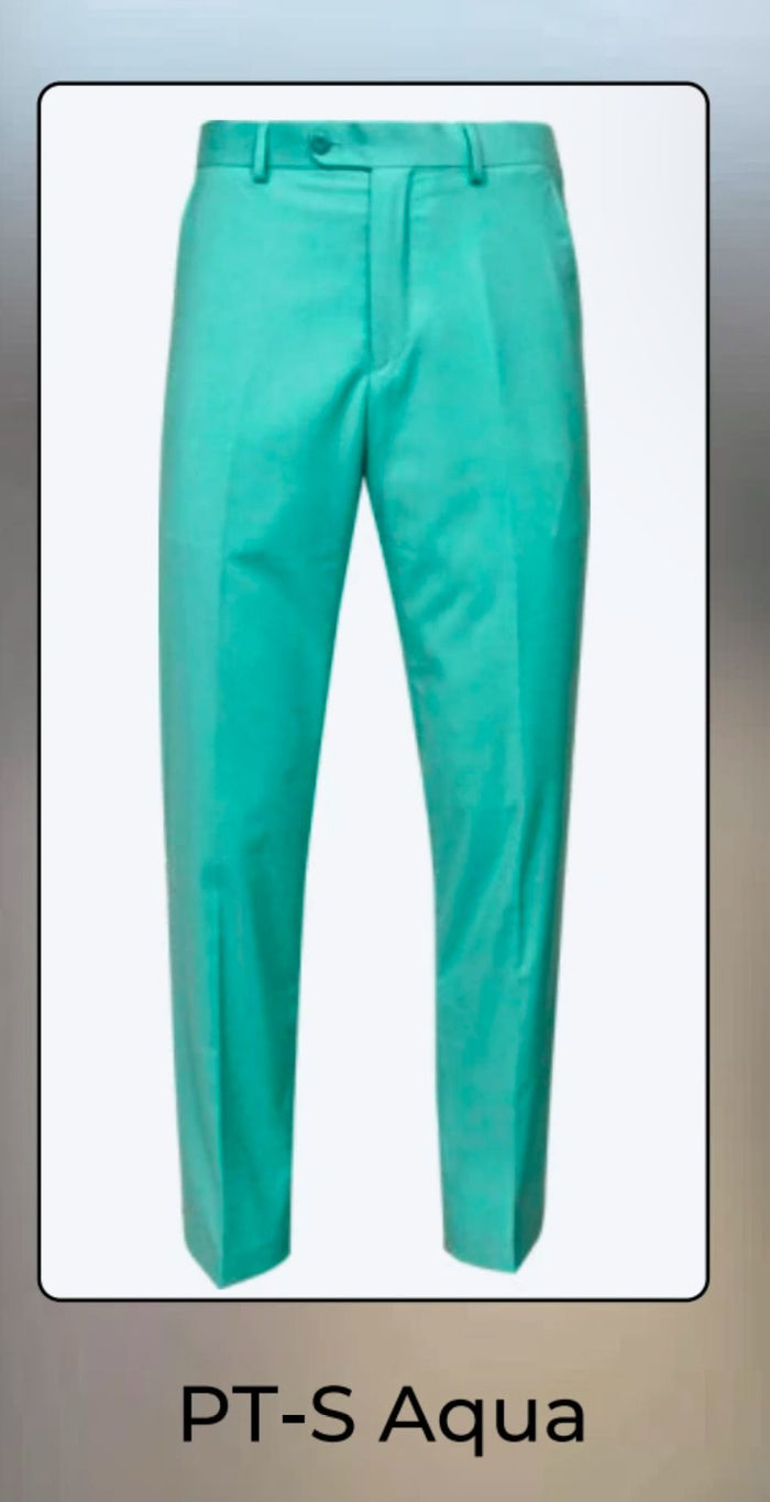 Mens Aqua Dress Pants Slim Fit Stylish Formal Trousers for Parties and Casual Wear in Turqoise Color