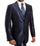 Men’s Navy Blue Sharkskin 3 Piece Suit – Two Button Vested Shiny Formal Suit for Wedding, Prom, Business and Party Wear