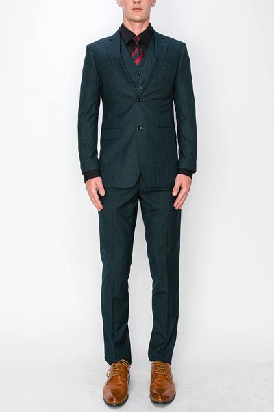 Men’s Teal Green 3 Piece Suit – Modern Two Button Suit with Matching Vest & Pants