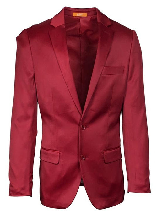 Premium Men's Burgundy  Satin Slim Fit Blazer Elegant Party & Wedding Suit Jacket in Maroon Wine Color