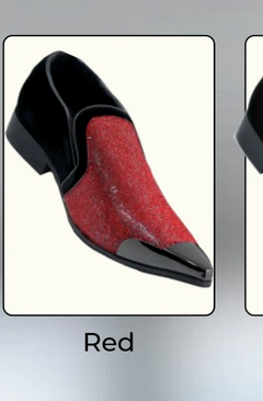 Mens Red Glitter Tuxedo Loafers Shiny Slip-On Dress Shoes with Black Patent Toe for Parties and Formal Events - 6