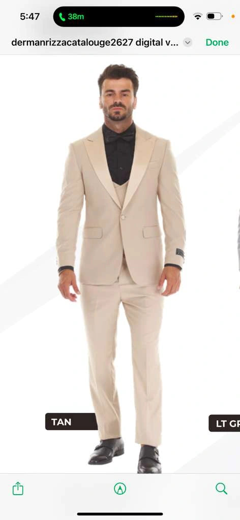 Mens Tan Cowboy Suit Western Formal Two Piece Suit for Weddings,  Champaign Sand Color