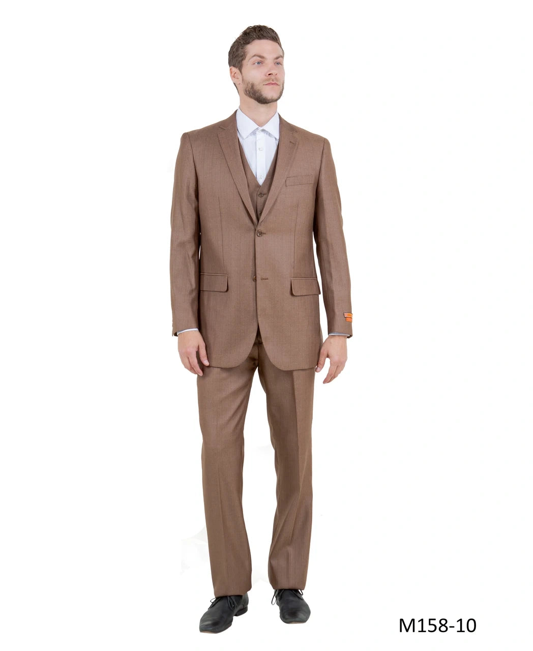 Men’s Light Brown Western 3 Piece Suit – Classic Country Style Blazer Vest Pants Set, Formal Cowboy Suit Toast - 34 Short or Extra Small