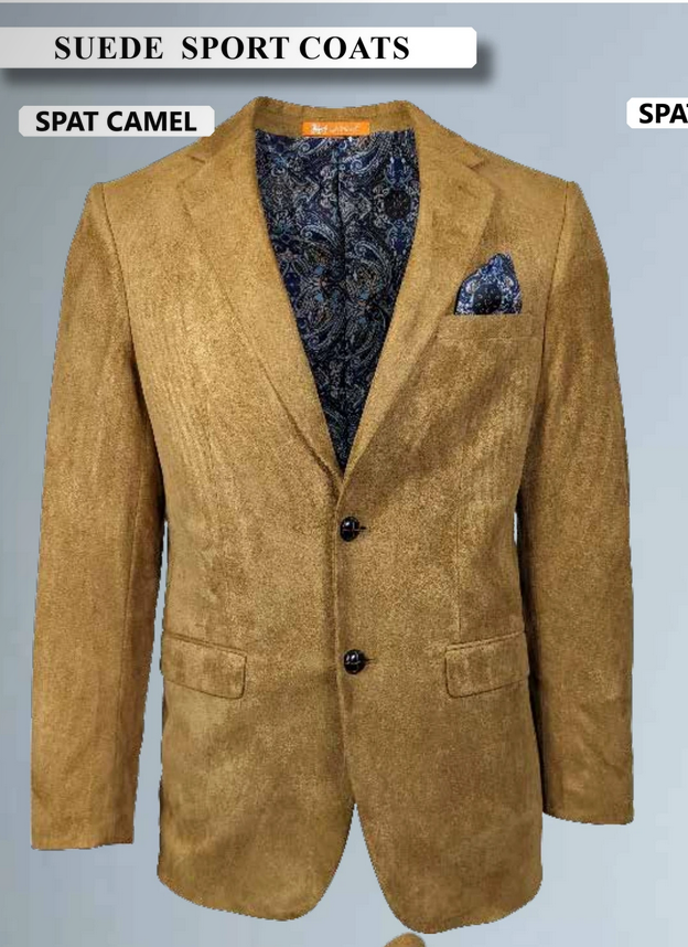 Men’s Camel Suede Cowboy Blazer with Elbow Patch – Camel Western Style Suede Sport Coat for Casual - 36 Short