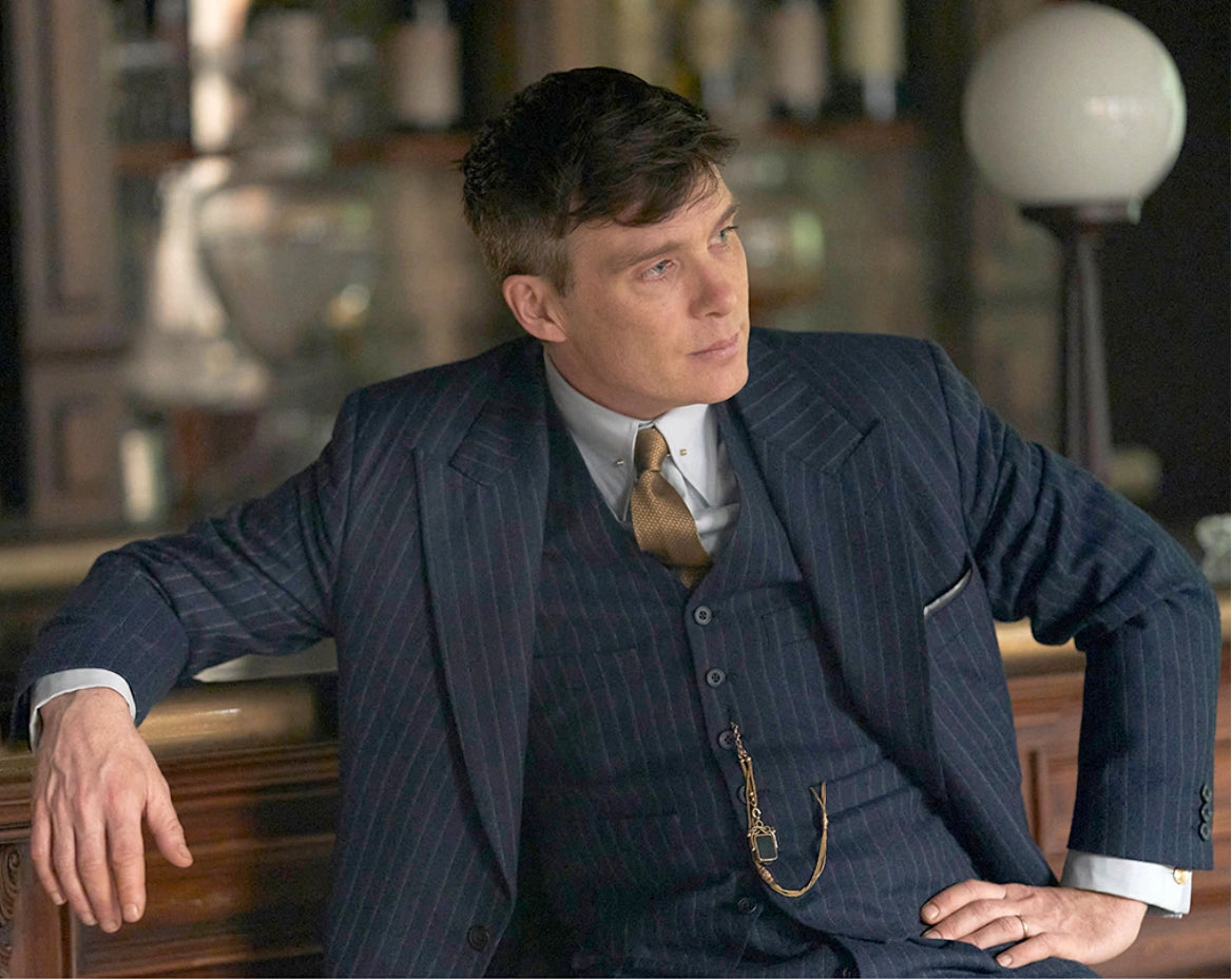 Men’s Navy Blue Pinstripe 3 Piece Suit, Thomas Shelby Inspired Vintage Formal Suit for Weddings, Parties, Prom, and Special Events - 34 Short or Extra Small