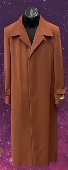 Mens Full-Length Cognac Overcoat Premium Wool-Blend Long Dress Coat for Winter and Formal Wear in Rust Brick Color