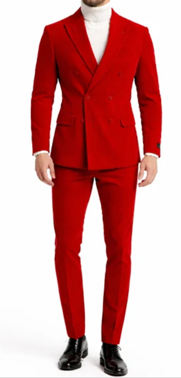 Men’s Red Double Breasted Blazer – Peak Lapel Wedding, Prom & Party Sport Coat