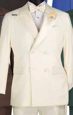 Men’s Ivory Double Breasted Dinner Jacket, Peak Lapel Formal Wedding Prom Tuxedo Blazer in cream off white color