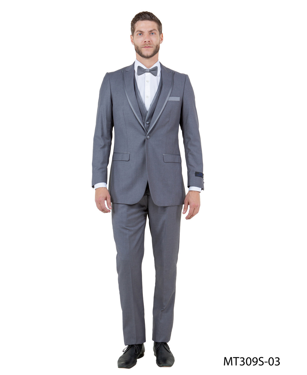 Men's Medium Grey Western 3-Piece Tuxedo Suit with Vest – Cowboy Style Formal Country Outfit - 34 Short or Extra Small