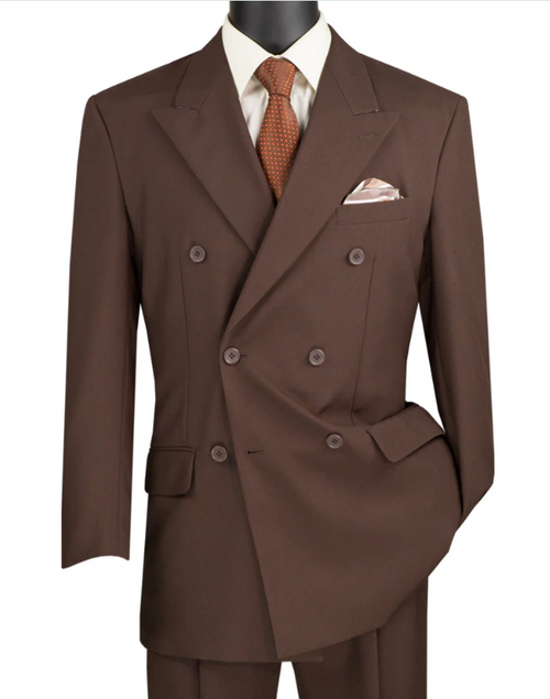Men’s Brown Vintage Double Breasted Suit, Classic 1940s Style Formal Wedding Business Suit Set
