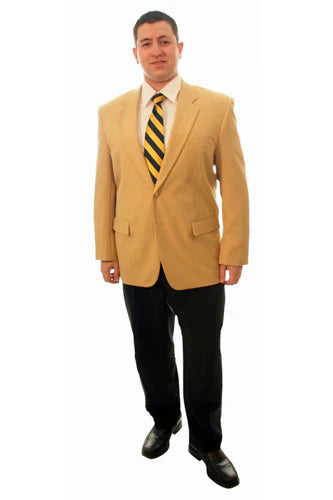 Men’s Camel Blazer, Classic Two Button Business Casual Wedding Summer Sport Coat Jacket in Khaki Bronze Color Modern Fit - 36 Short