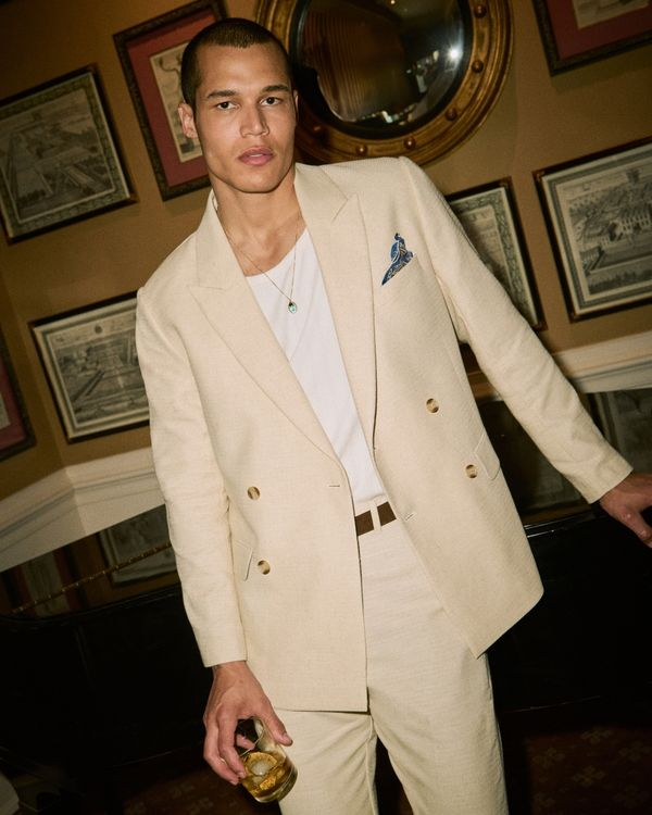 Men’s Light Beige Linen Double-Breasted Suit – Summer Wedding, Beach and Formal 2-Piece Suit
