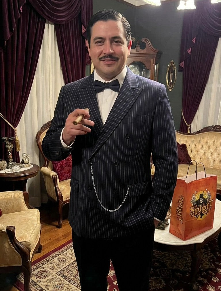 Men’s Black Pinstripe Blazer Gomez Addams Inspired Jacket – Vintage Double Breasted Formal Blazer, Classic Party Costume Wear, Elegant Evening - 36 Short