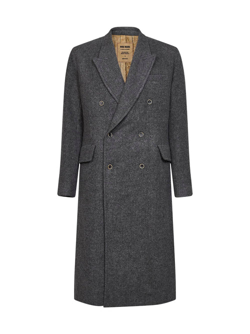 Men’s Godfather Black Double-Breasted Long Overcoat – Vintage Mobster Gangster Coat
