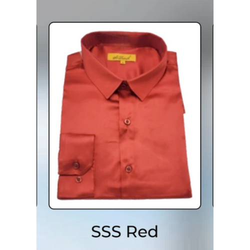 Mens Red Satin Dress Shirt Luxury Long Sleeve Formal Shirt for Parties, Weddings, and Business Wear
