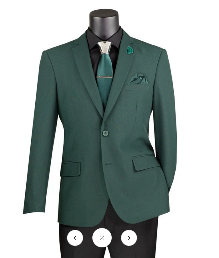 Men’s Hunter Green Blazer – Classic Two Button Sport Coat for Wedding & Formal Wear