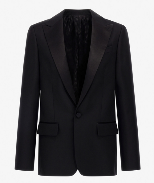 Men’s Classic Black Dinner Jacket – Satin Peak Lapel Formal Tuxedo Blazer