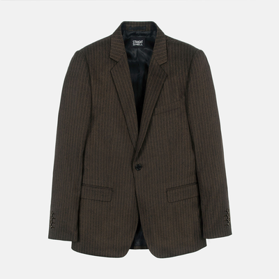 Men’s Vintage Dark Brown Pinstripe Blazer – Classic Retro Sport Coat Outfit