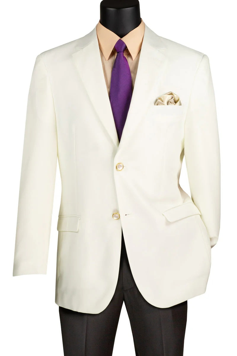 Mens White Blazer Jacket Classic Fit Formal Sport Coat with Gold Buttons - 36 Short
