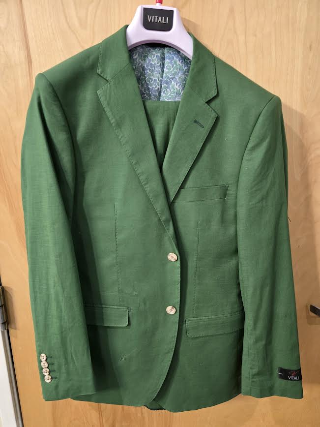 Men’s Emerald Green Linen Suit Set – Lightweight Summer Blazer and Pants, Casual Formal Summer Suit, Breathable Wedding Party Outfit - 34 Short or Extra Small