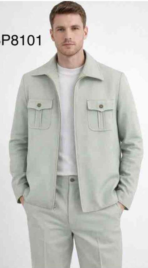 Mens Sage Green Walking Suit Set – Casual Safari Military Jacket and Pants Outfit for Travel - 34 Short or Extra Small