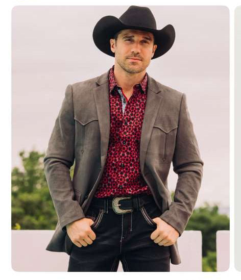 Mens Charcoal Gray Western Faux Suede Blazer Double Button Cowboy Jacket for Wedding & Party Wear