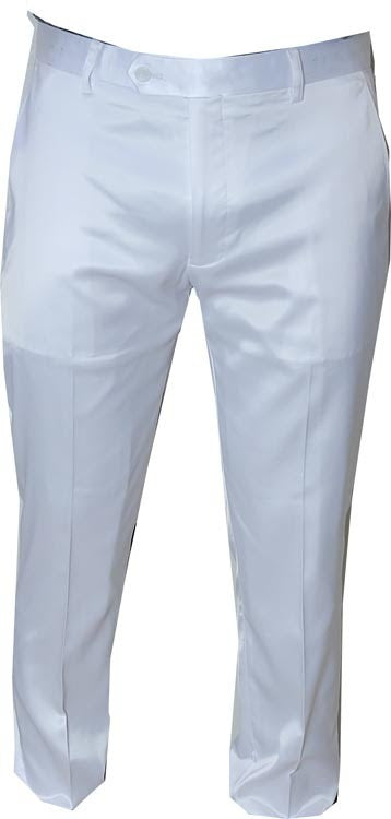 Mens White Satin Slim Fit Dress Pants Shiny Formal Party and Wedding Trousers