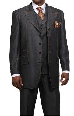 Men's Black Denim Fabric Suit – Classic Three Piece Denim Suit for Wedding, Prom and Church Wear - 34 Short or Extra Small