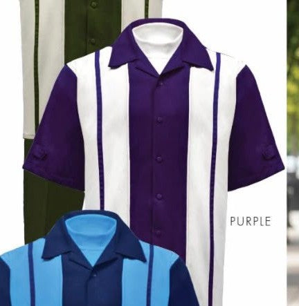 Men’s Purple and White Walking Suit – 2-Piece Short Sleeve Casual Leisure Outfit - Small
