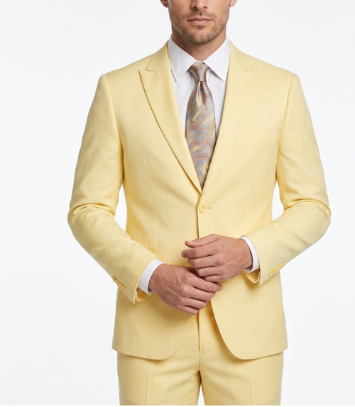 Men’s Pale Yellow 2 Piece Suit, Formal Dress Suit for Weddings, Prom, Parties, Summer Events, and Special Occasions By Vitali
