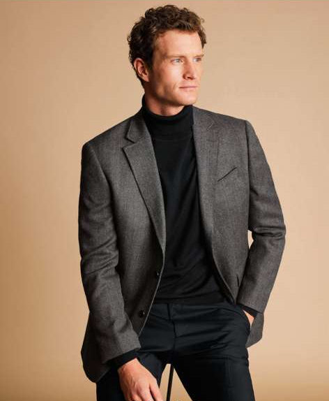 Men’s Grey Tweed Herringbone Sport Coat - Gray Mens Blazer Suit Jacket - Charcoal Grey