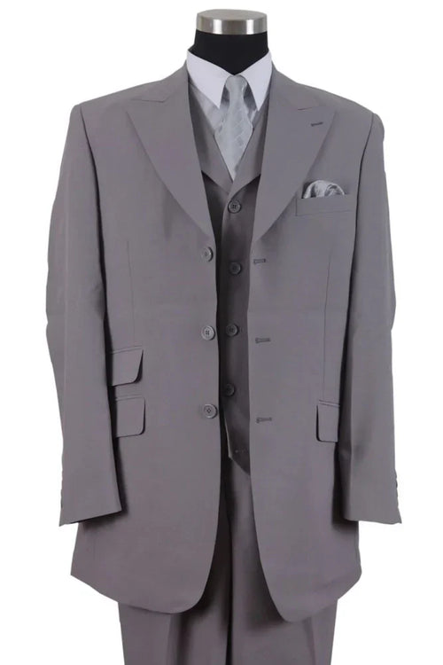 Mens Gray Zoot Suit with Matching Hat and 1920s Shoes | Grey Vintage Wedding and Party Three Piece Suit