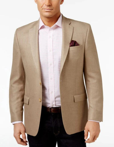 Mens Tan Blazer Sport Coat  Classic Fit Beige Dress Jacket for Business, Wedding and Smart Casual Wear