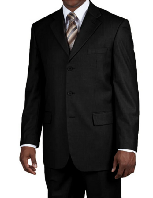 Men’s Black Three Button Blazer – Classic Formal Suit Jacket for Business, Office, Sport Coat