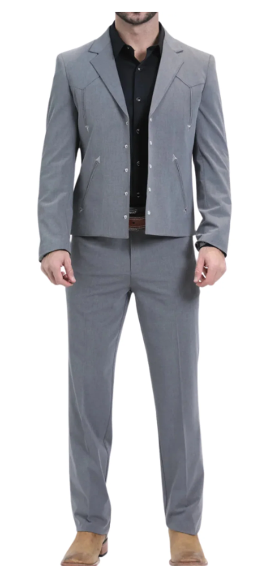 Mens Gray Western Blazer Set – Cowboy Style Jacket and Pants Outfit Classic Country Western Suit - 36 Short