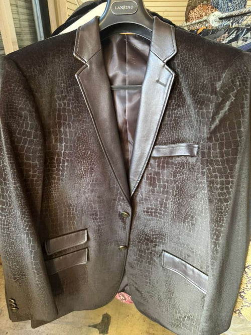 Mens Crocodile Alligator Exotic skin Texture Blazer Slim Fit Designer Jacket with Satin Lapels for Formal and Party Wear in Black Color