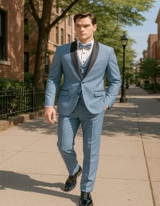 Dumb and Dumber Light Blue Tuxedo Costume for Men with Matching Top Hat Classic 90s Party and Halloween Suit