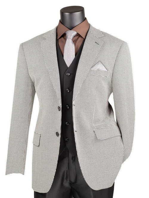 Mens Black and White Houndstooth Blazer Jacket, Classic Formal Sport Coat for Business, Wedding and Dress Wear