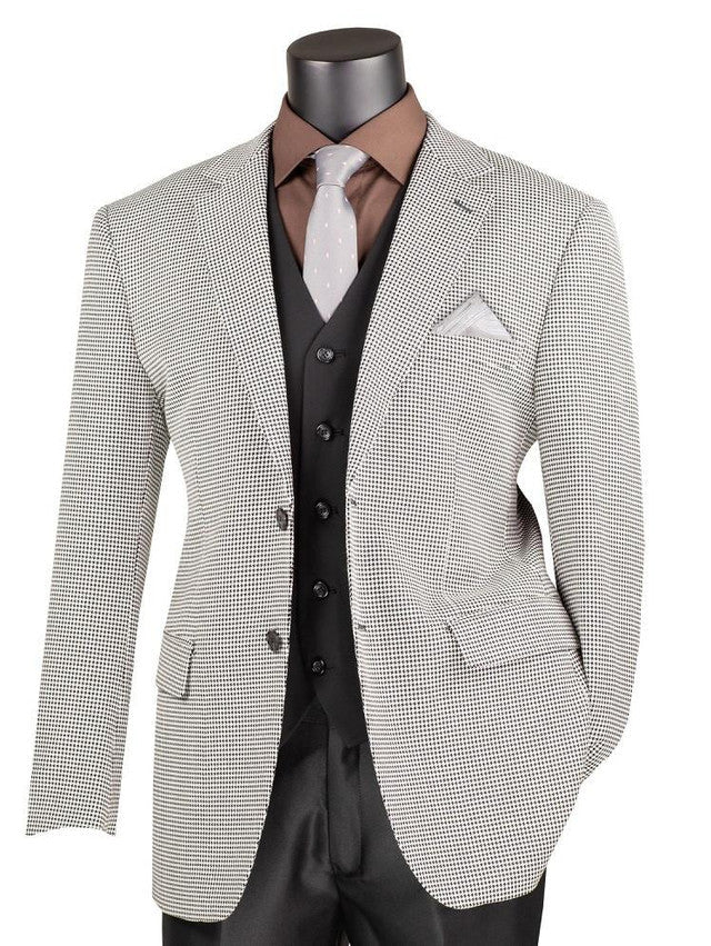 Mens Black and White Houndstooth Blazer Jacket, Classic Formal Sport Coat for Business, Wedding and Dress Wear