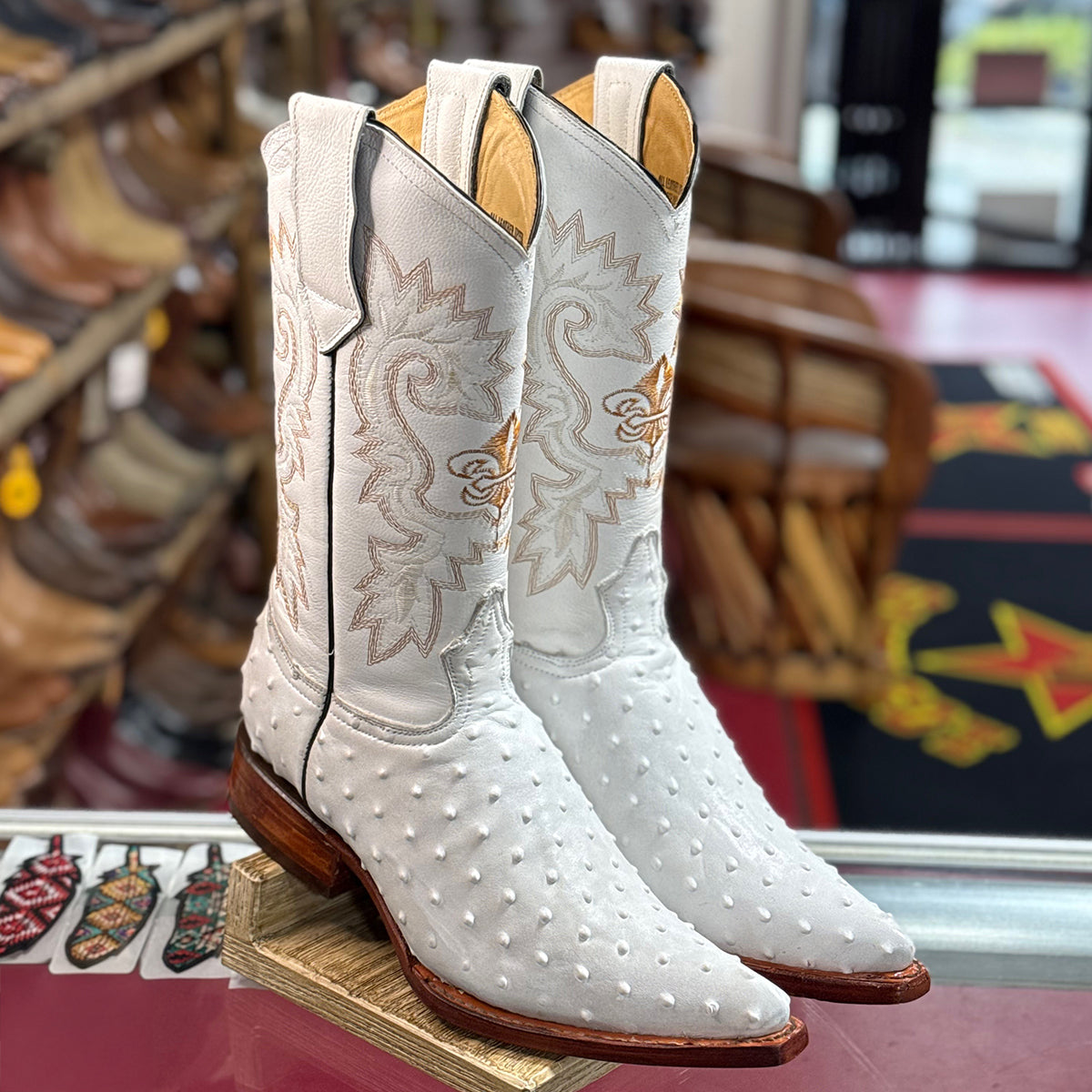 Ostrich Print New Boot Goofin - White