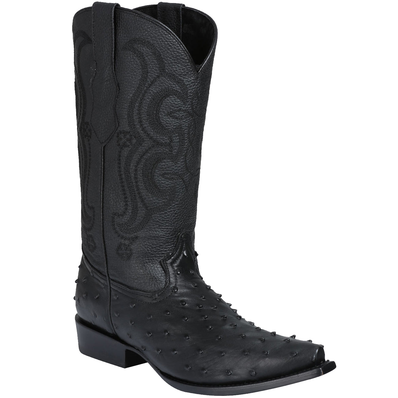 Ostrich Print Boots Snip Toe - Black