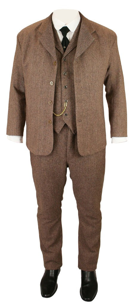 Walden Sack Brown Herringbone Suit