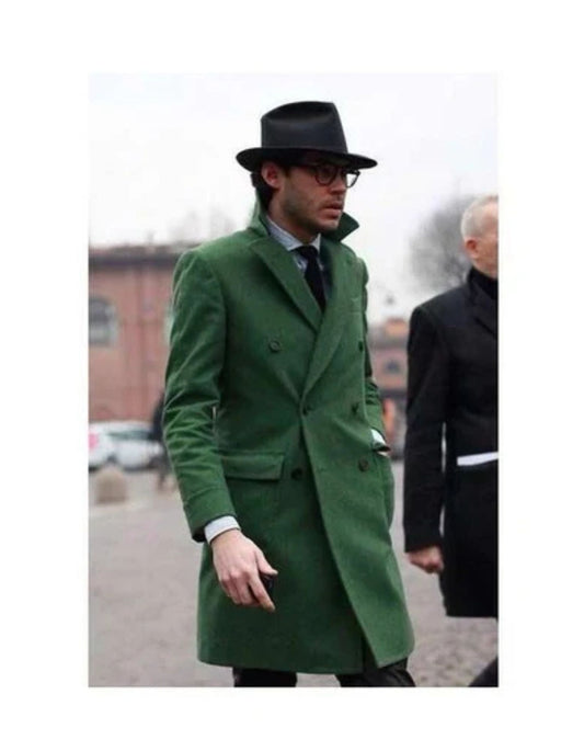 Green Double Breasted Suit Many Styles & Brands $99UP Men's Dress Coat Double Breasted Long Overcoat Olive Green