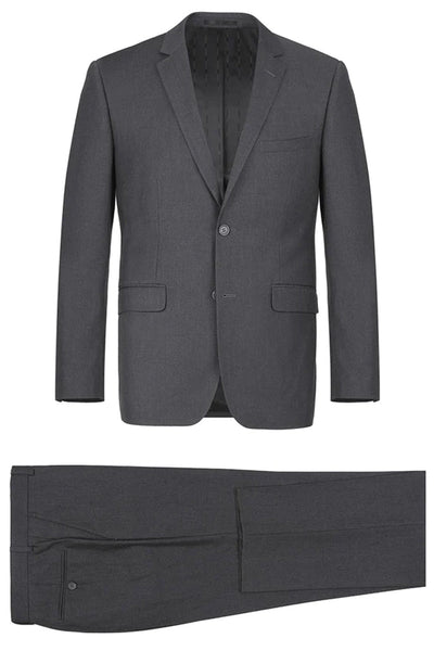 "Dark Grey Men's Extra Long Two-Button Basic Suit"