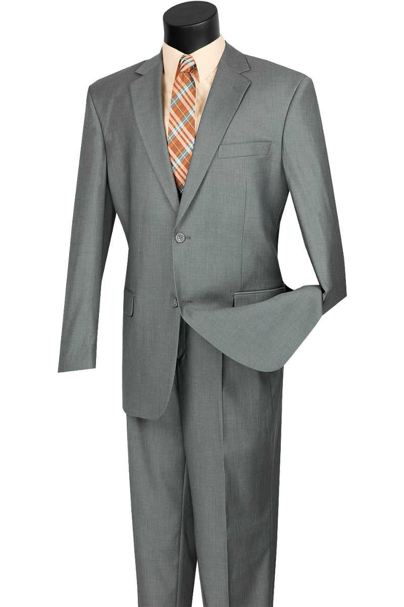 Mens 2 Button Classic Fit Pleated Pant Suit in Grey - 36 Short