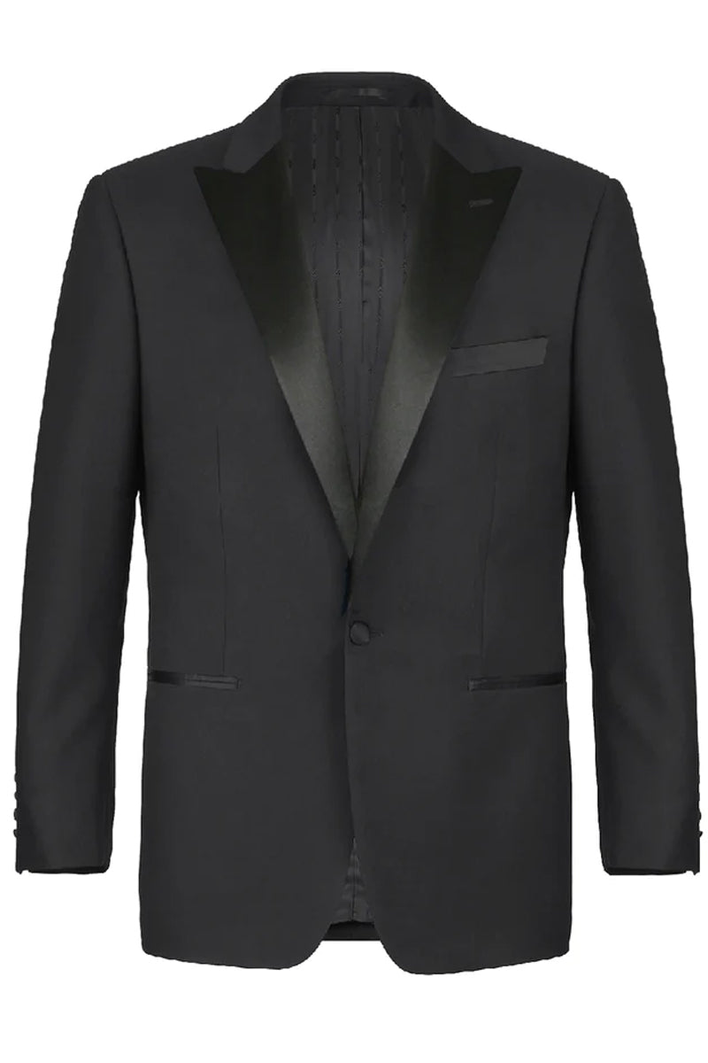 "Classic Fit Black Tuxedo for Men - Traditional One Button Peak Style" - 34 Short