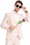 "Paisley Lace Men's Tuxedo - Blush Pink, One Button Vested with Wide Shawl Lapel" suit