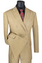 Mens Double Breasted Gangster Bold Pinstripe Suit in Camel