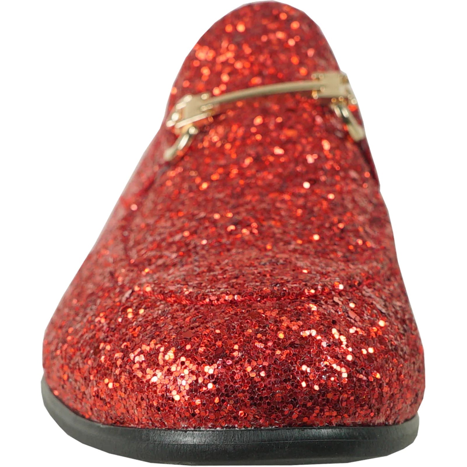 Red Sequin Prom Tuxedo Loafers - Modern Men's Glitter Buckle Shoes