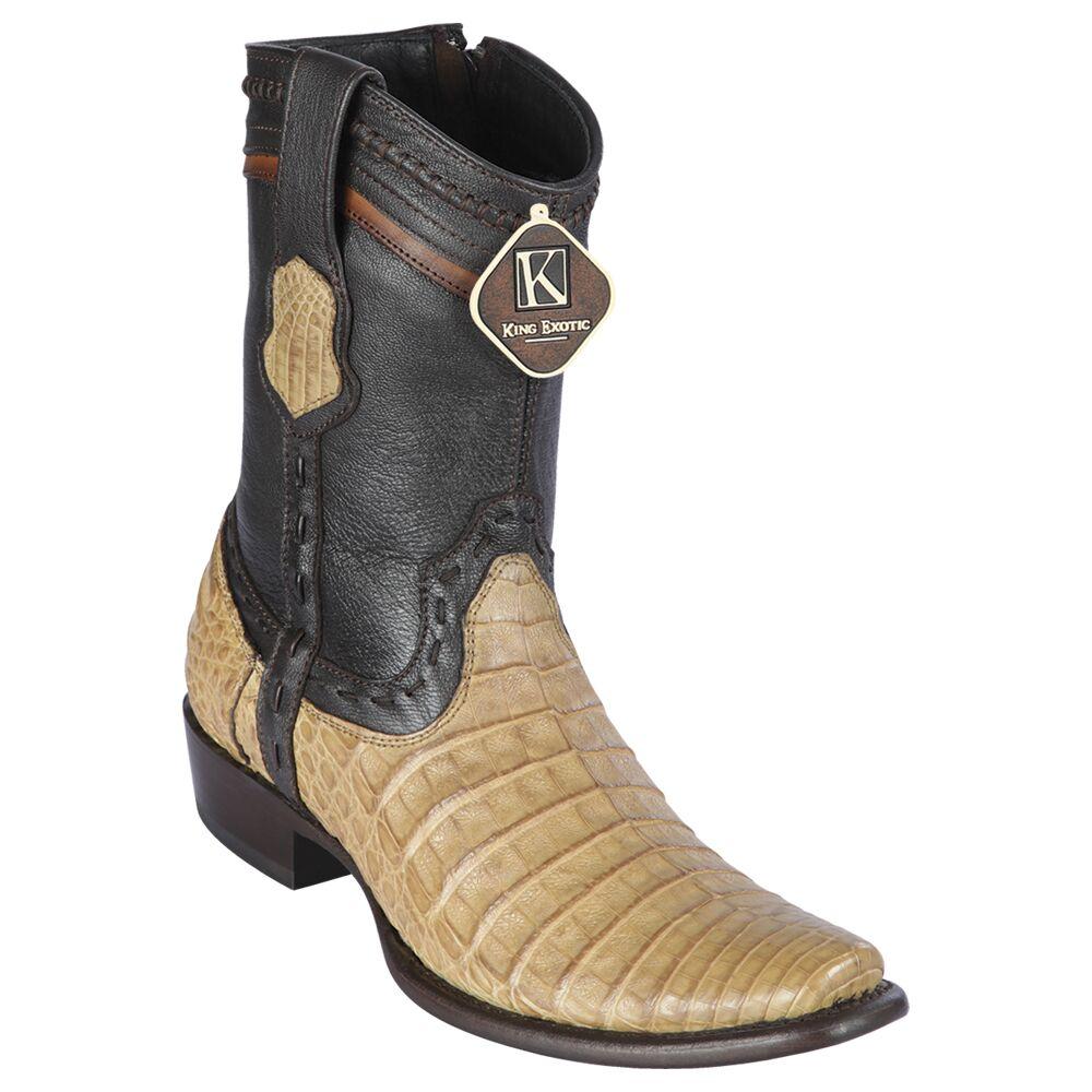 Men's King Exotic Caiman Belly Boots Dubai Toe Handcrafted Honey (479BG8251) - 6